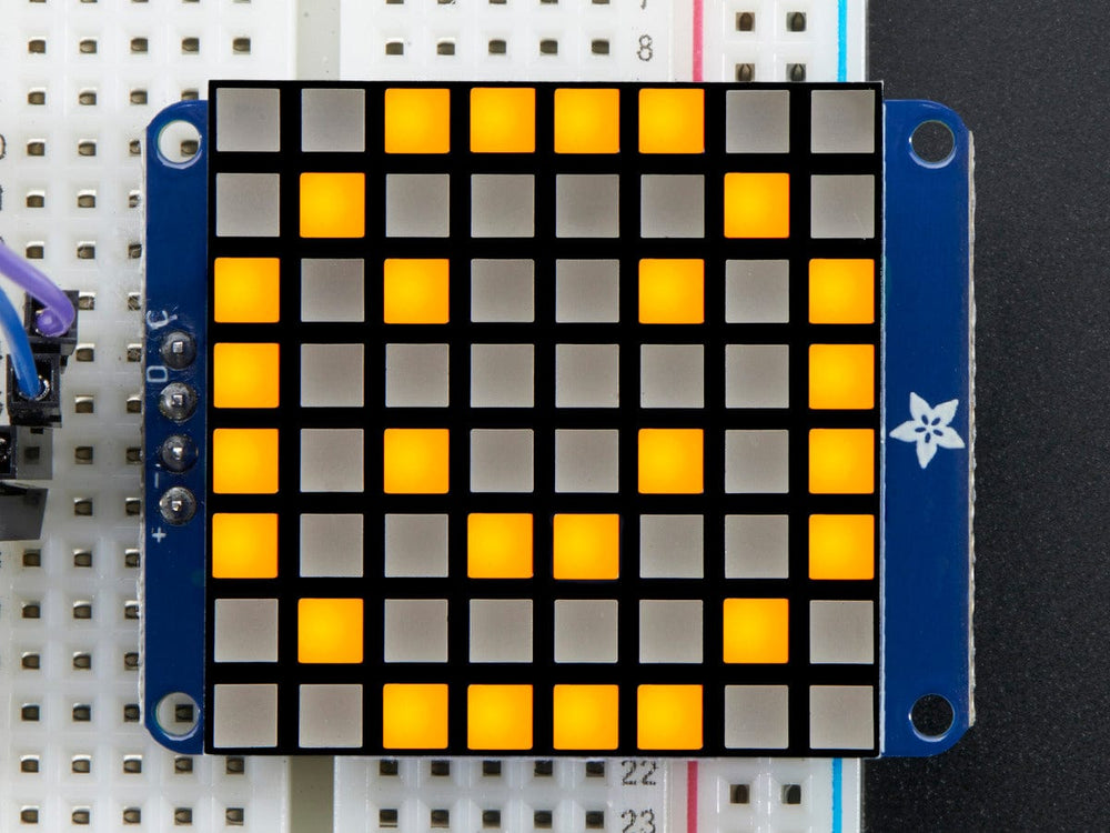 Small 1.2" 8x8 Ultra Bright Square Yellow LED Matrix + Backpack - The Pi Hut