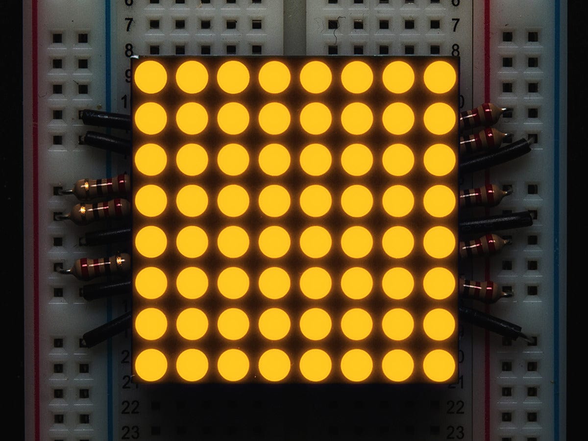 Small 1.2" 8x8 Ultra Bright Yellow-Orange LED Matrix - The Pi Hut