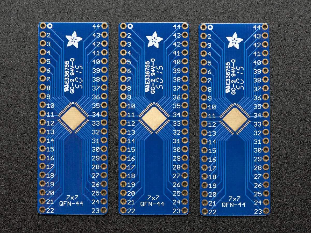 SMT Breakout PCB for 44-QFN or 44-TQFP - 3 Pack! - The Pi Hut