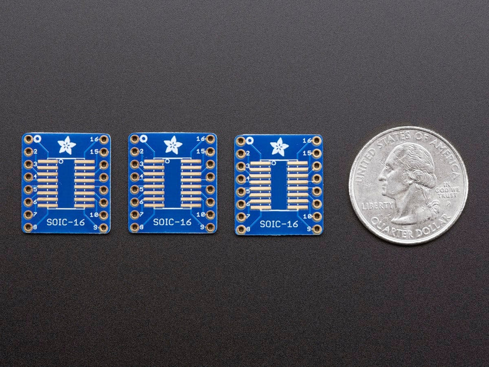 SMT Breakout PCB for SOIC-16 or TSSOP-16 - 3 Pack! - The Pi Hut
