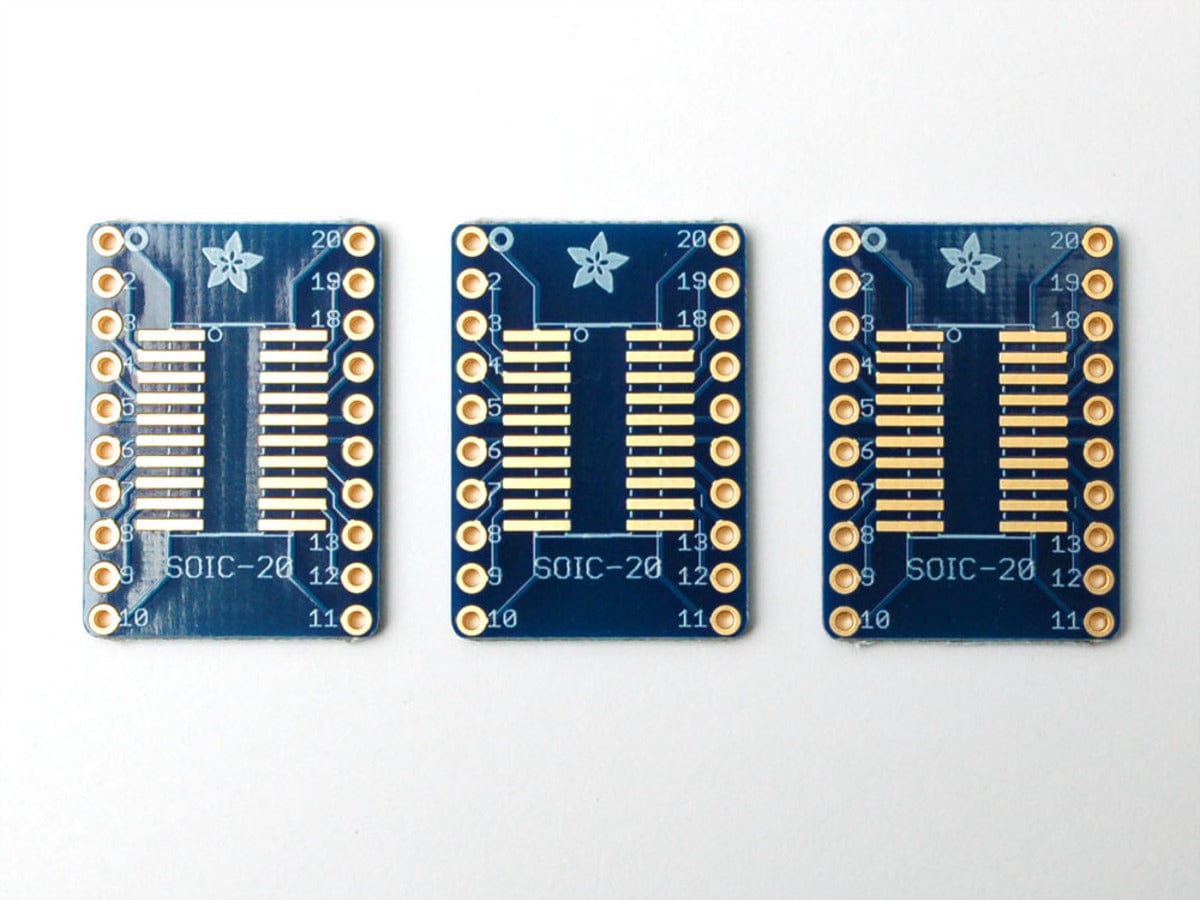 SMT Breakout PCB for SOIC-20 or TSSOP-20 - 3 Pack! - The Pi Hut