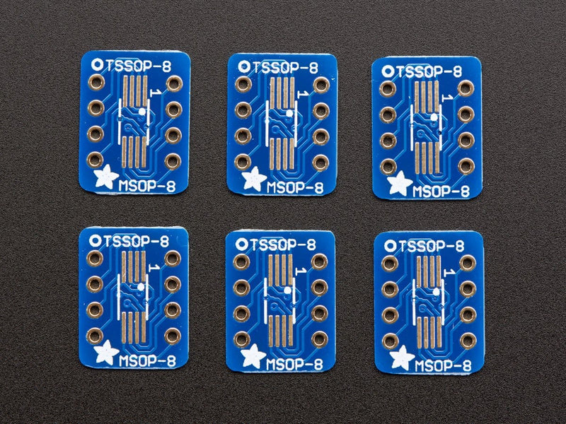 SMT Breakout PCB for SOIC-8, MSOP-8 or TSSOP-8 - 6 Pack! - The Pi Hut