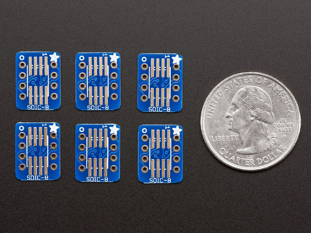 SMT Breakout PCB for SOIC-8, MSOP-8 or TSSOP-8 - 6 Pack! - The Pi Hut