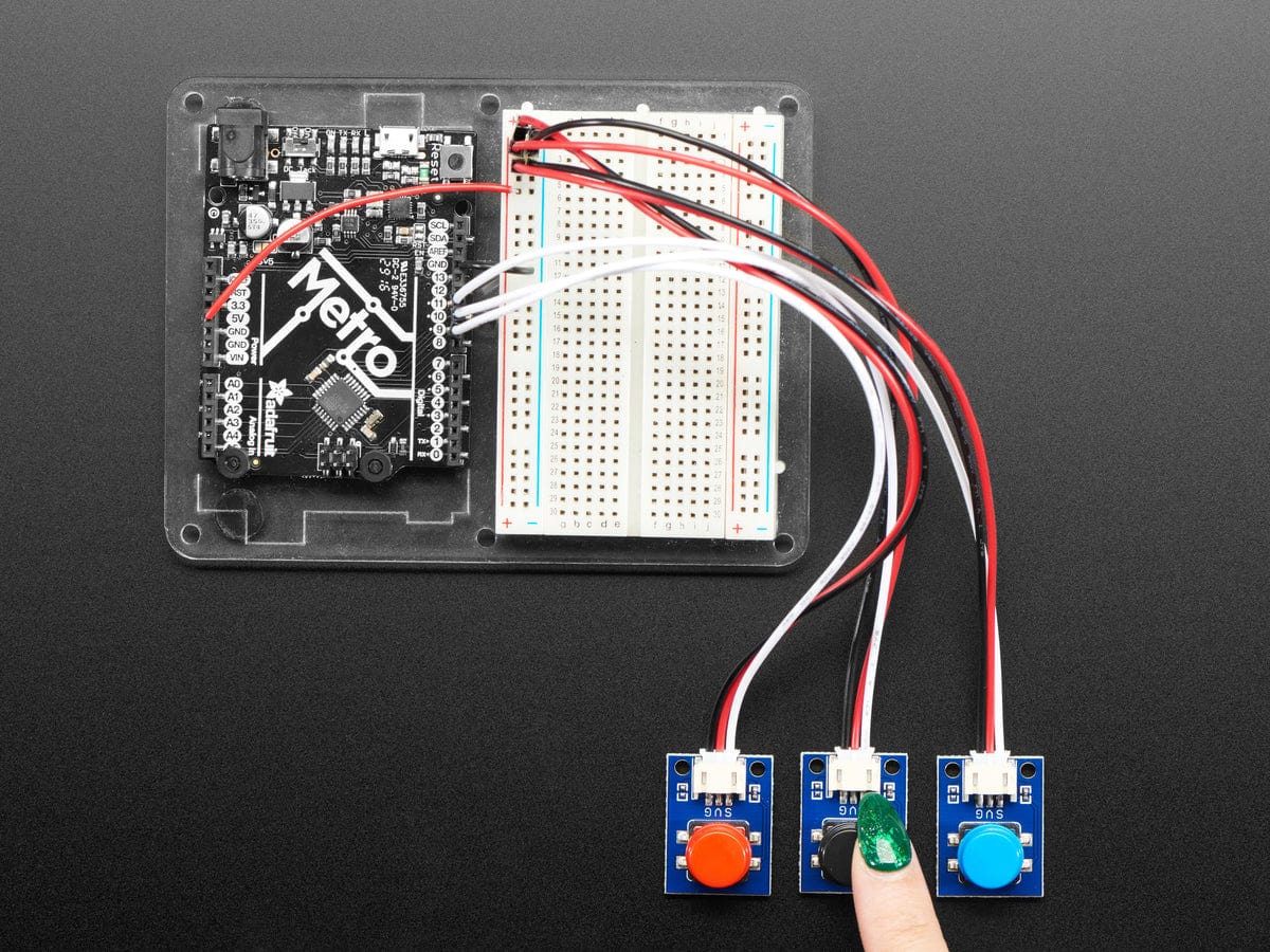 STEMMA Wired Tactile Push-Button Pack - 5 Color Pack - The Pi Hut