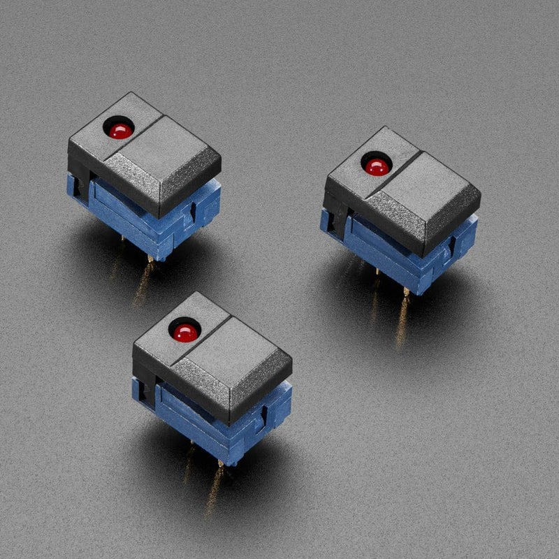 Step Switch with LED - Three Pack of Black with Red LED (PB86) - The Pi Hut