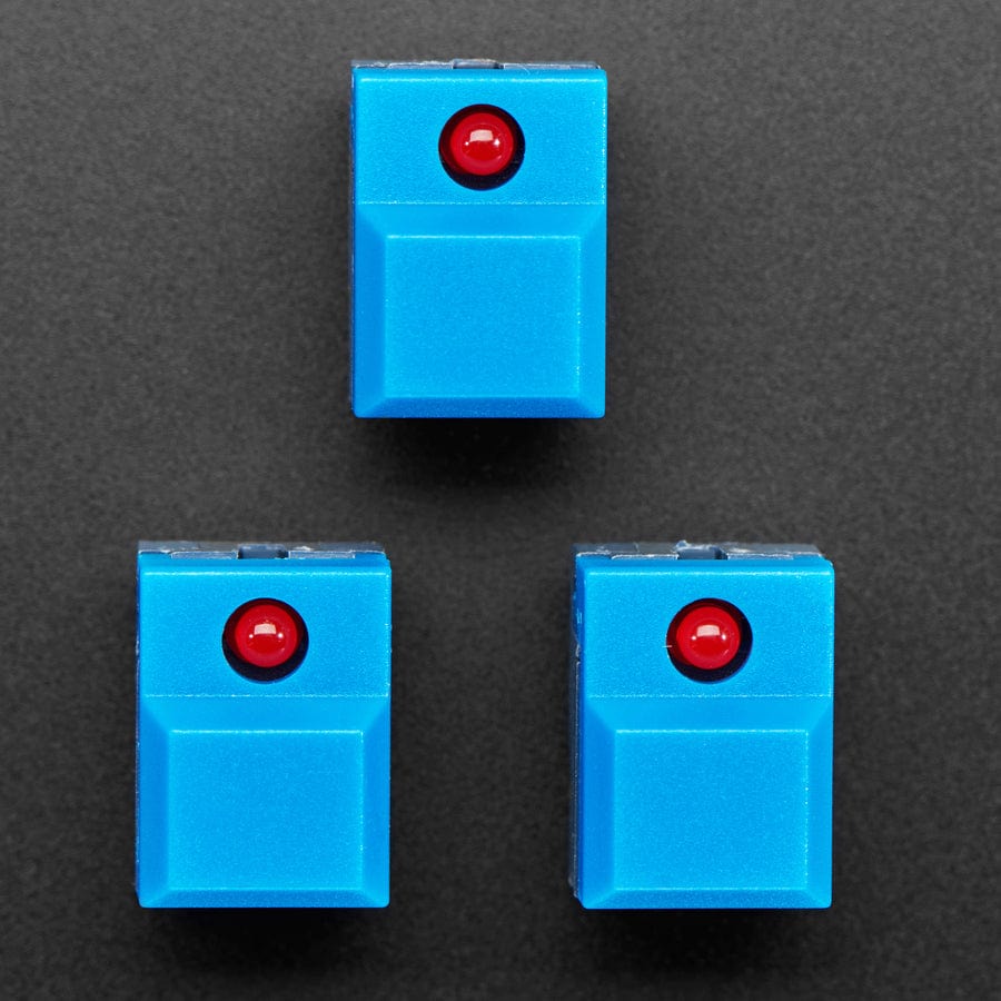Step Switch with LED - Three Pack of Blue with Red LED (PB86-A1) - The Pi Hut