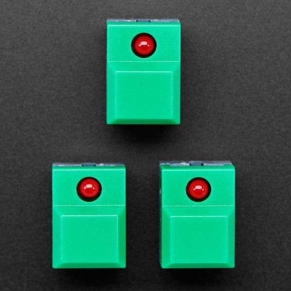 Step Switch with LED Three Pack of Green with Red LED (PB86) The Pi Hut