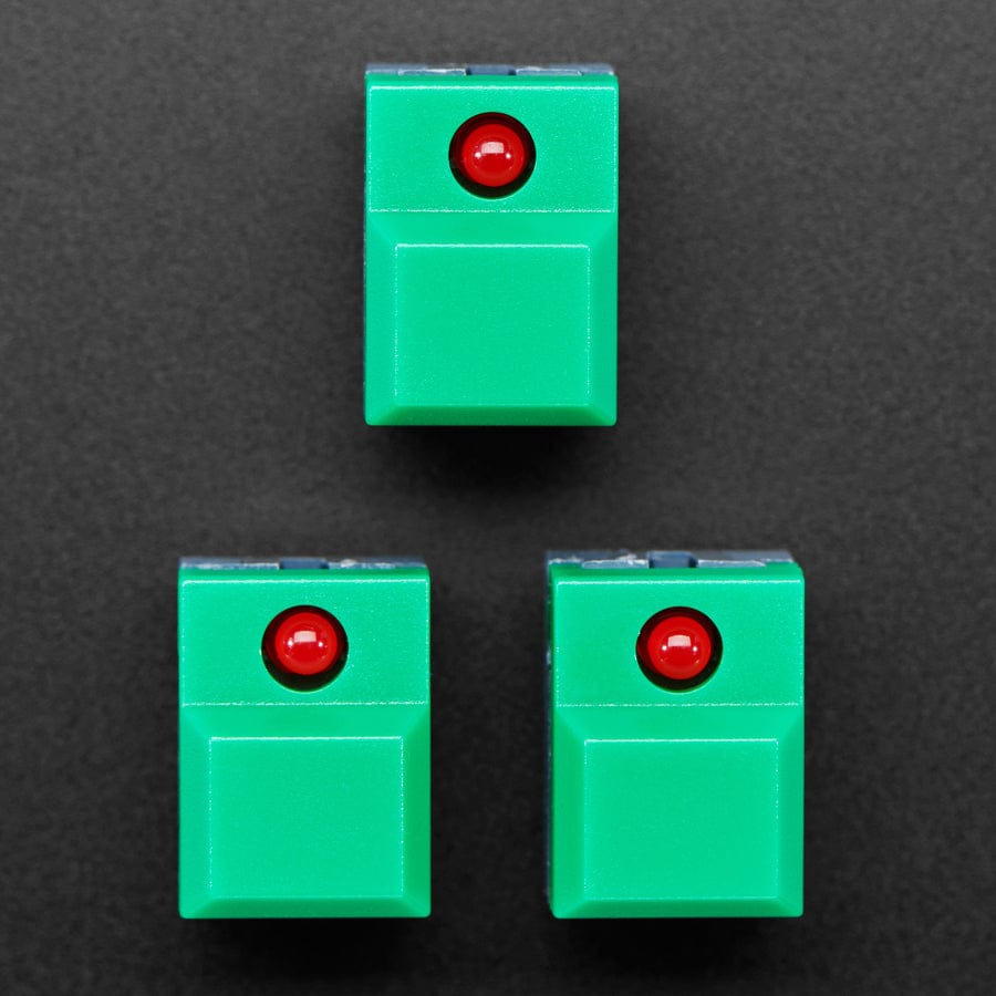 Step Switch with LED - Three Pack of Green with Red LED (PB86) - The Pi Hut