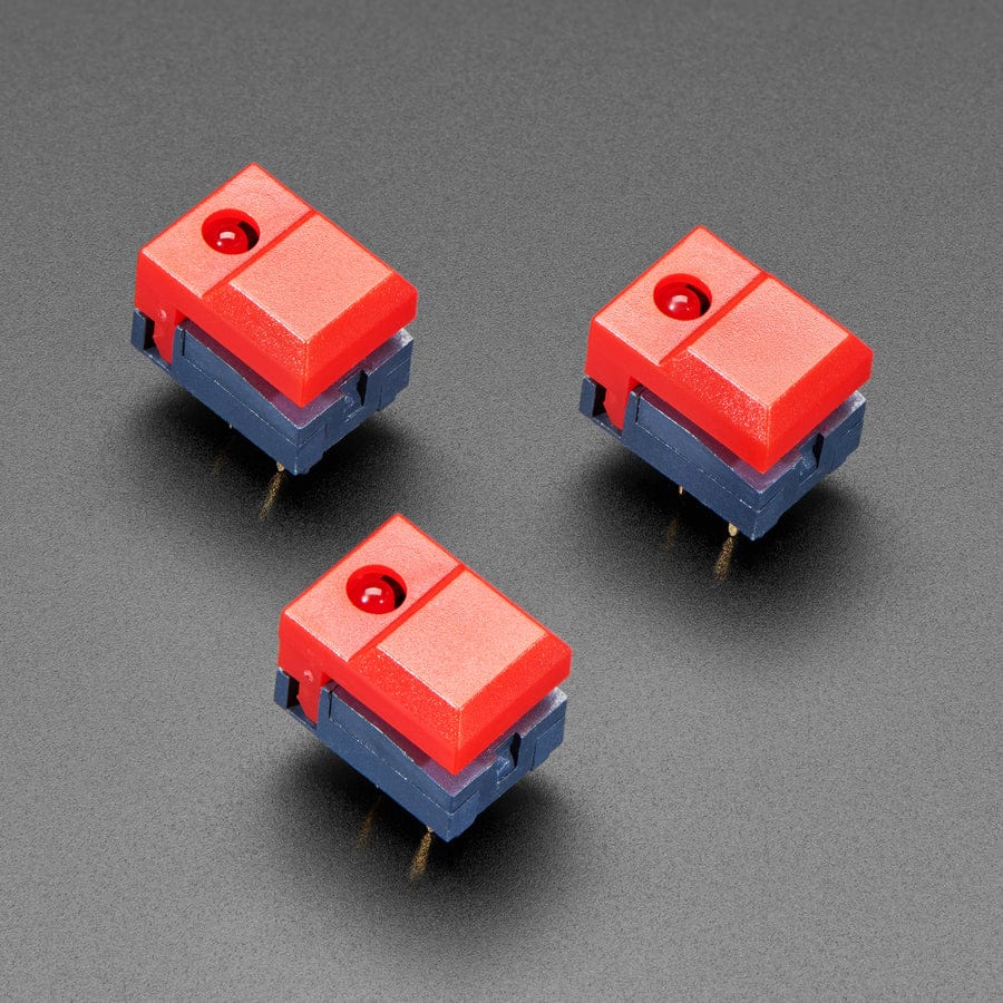 Step Switch with LED - Three Pack of Red with Red LED (PB86-A1) - The Pi Hut