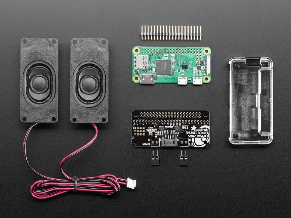 Adafruit Stereo Bonnet Pack for Raspberry Pi Zero W - Includes Pi Zero W - The Pi Hut