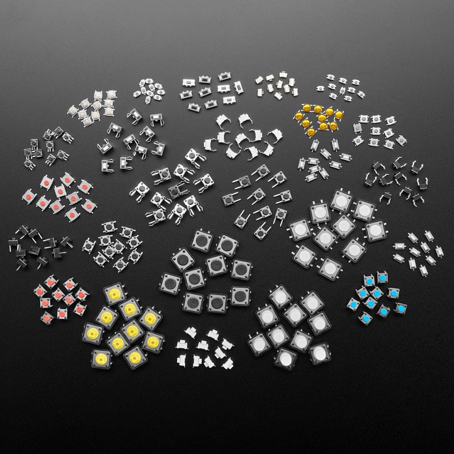 Tactile Switch Assortment - 25 Different Buttons with 10 Pieces of Each - The Pi Hut