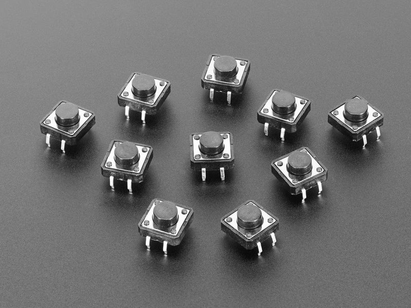 Tactile Switch Buttons (12mm square, 6mm tall) x 10 pack - The Pi Hut