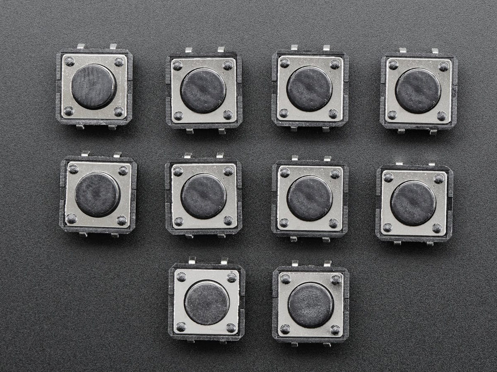 Tactile Switch Buttons (12mm square, 6mm tall) x 10 pack - The Pi Hut