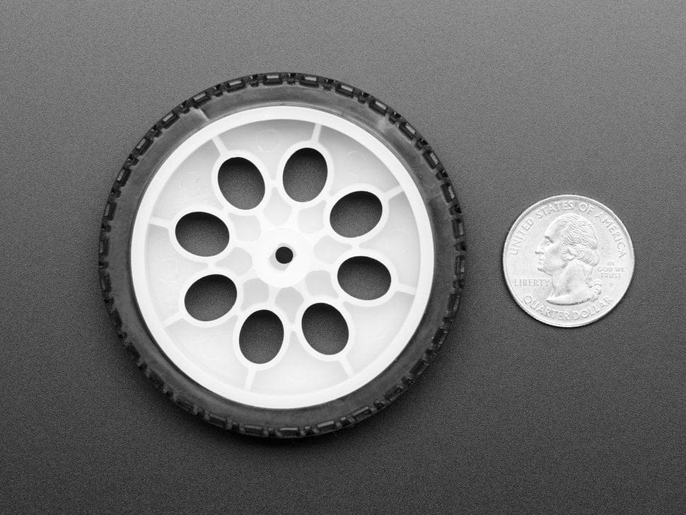 Thin White Wheel for TT DC Gearbox Motors - 65mm Diameter - The Pi Hut