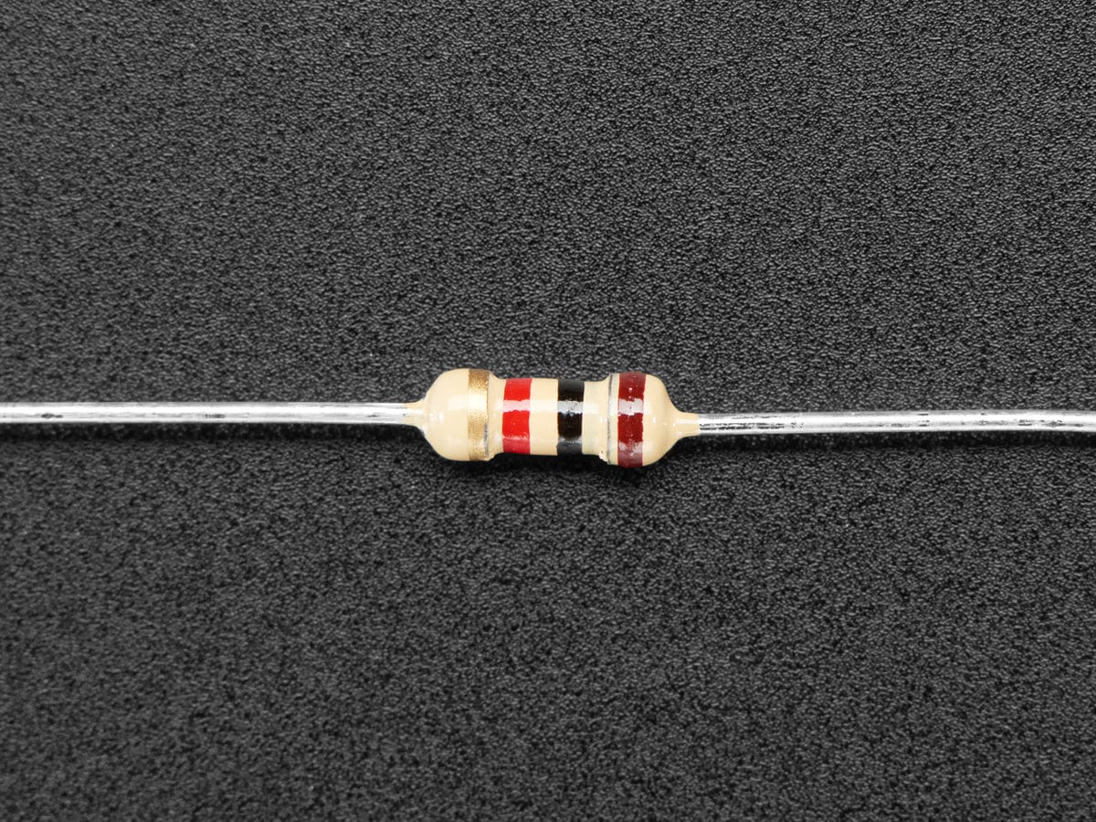 Through-Hole Resistors - 1.0K ohm 5% 1/4W - Pack of 25 - The Pi Hut