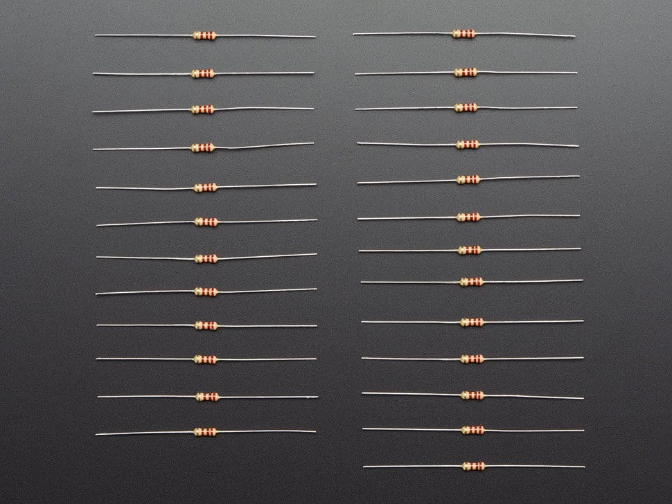 Through-Hole Resistors - 2.2K ohm 5% 1/4W - Pack of 25 - The Pi Hut