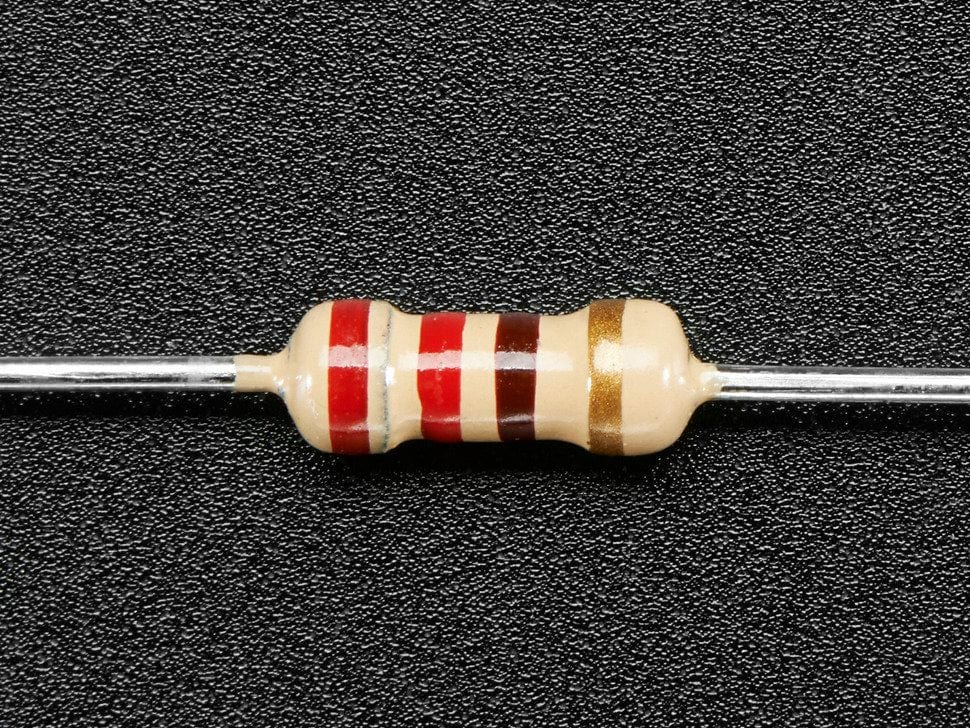 Through-Hole Resistors - 220 ohm 5% 1/4W - Pack of 25 - The Pi Hut