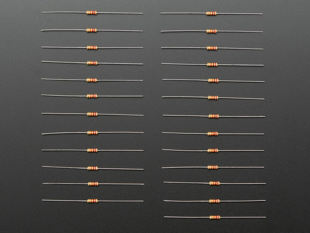 Through-Hole Resistors - 22K ohm 5% 1/4W - Pack of 25 - The Pi Hut