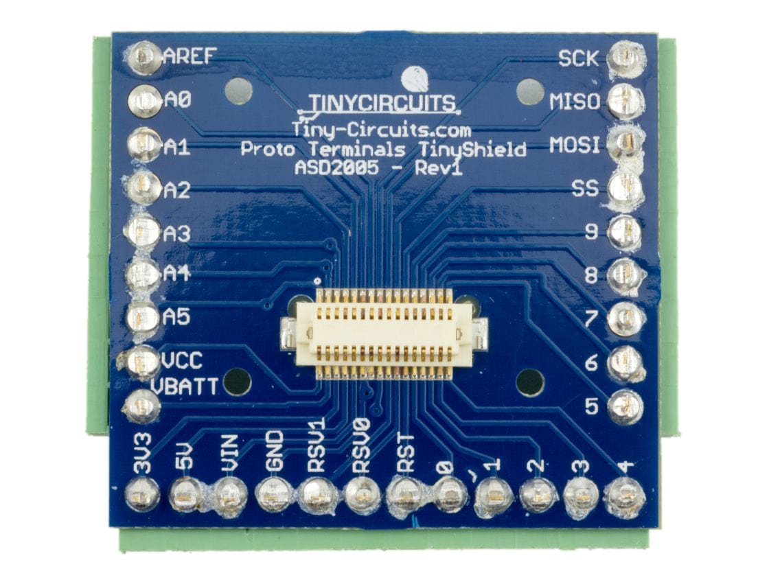 TinyShield Proto Terminal Blocks - Installed - The Pi Hut