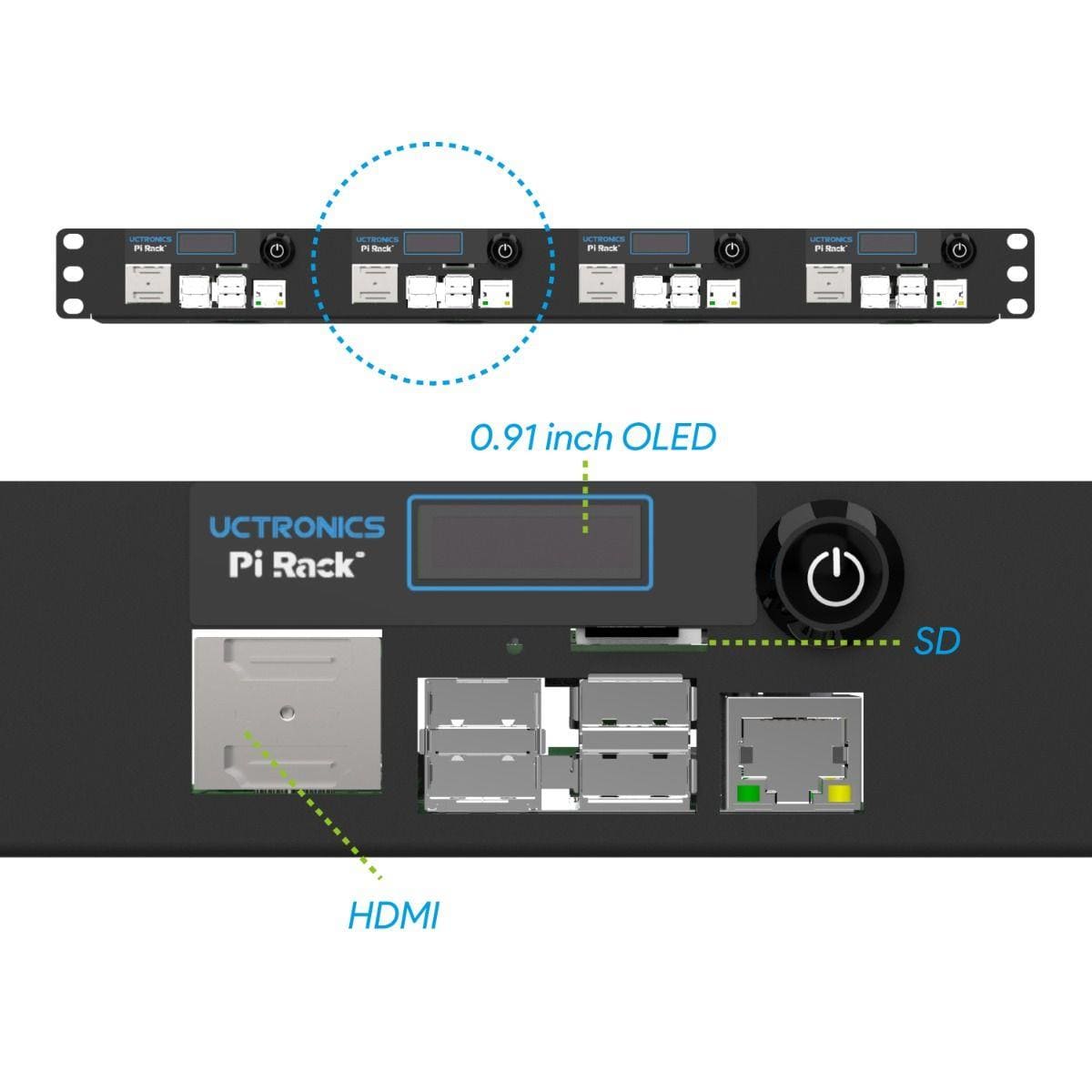 Uctronics Pi Rack - 1U PoE Rackmount for Raspberry 4 - The Pi Hut