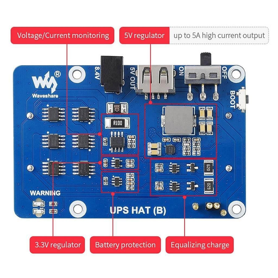 Uninterruptible Power Supply UPS HAT (B) for Raspberry Pi The Pi Hut