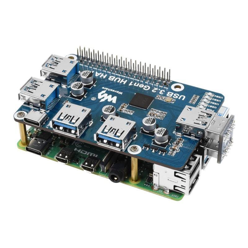 USB 3.2 Gen1 Hub HAT for Raspberry Pi - The Pi Hut