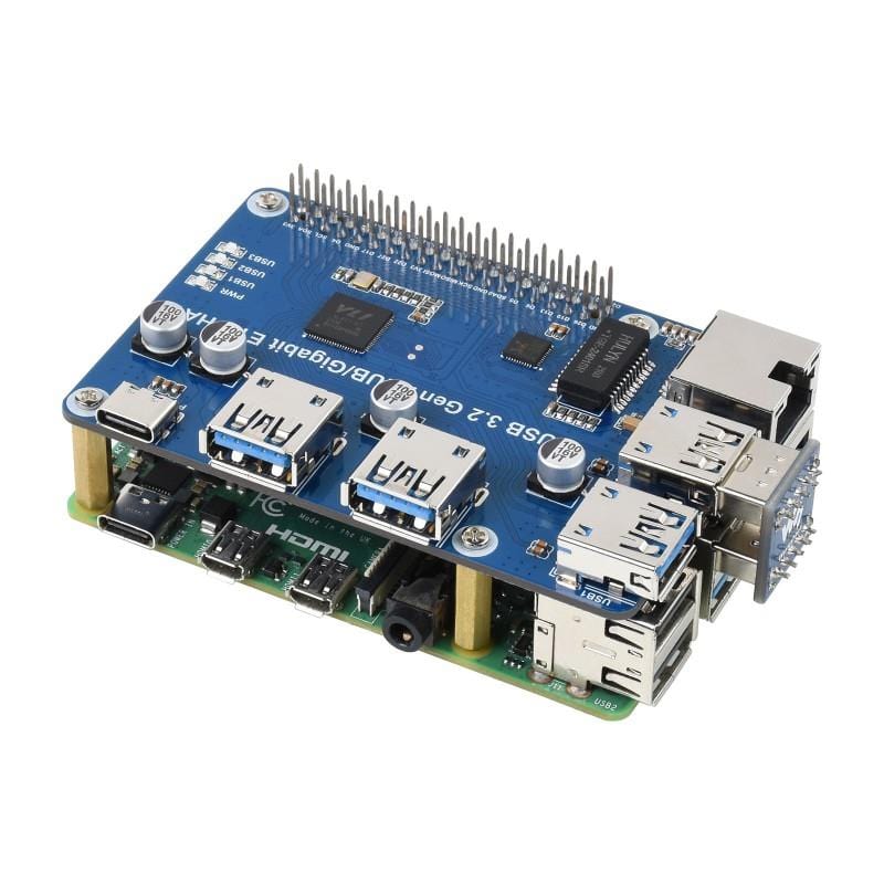 USB 3.2 Hub & Gigabit Ethernet HAT for Raspberry Pi - The Pi Hut