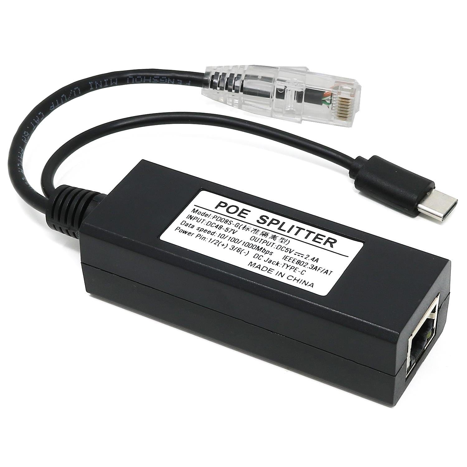 USB-C Gigabit PoE Splitter (5V 2.4A) - The Pi Hut