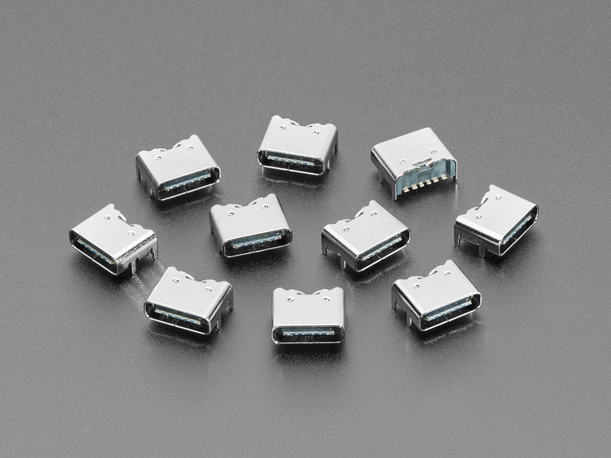 USB Type C SMT / THM Jack Connector - Pack of 10 : ID 4458 : $8.95 :  Adafruit Industries, Unique & fun DIY electronics and kits