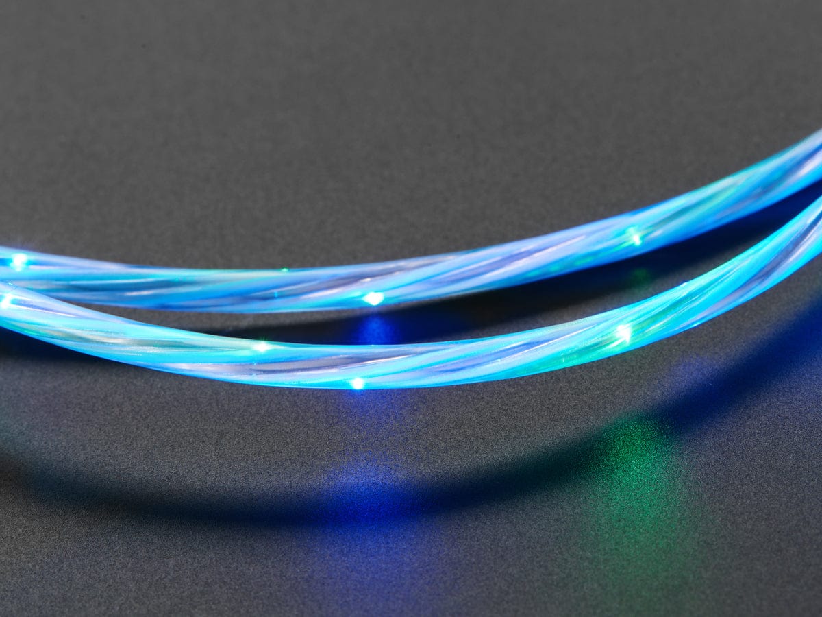 USB micro B Cable with LEDs - Blue and Green - The Pi Hut