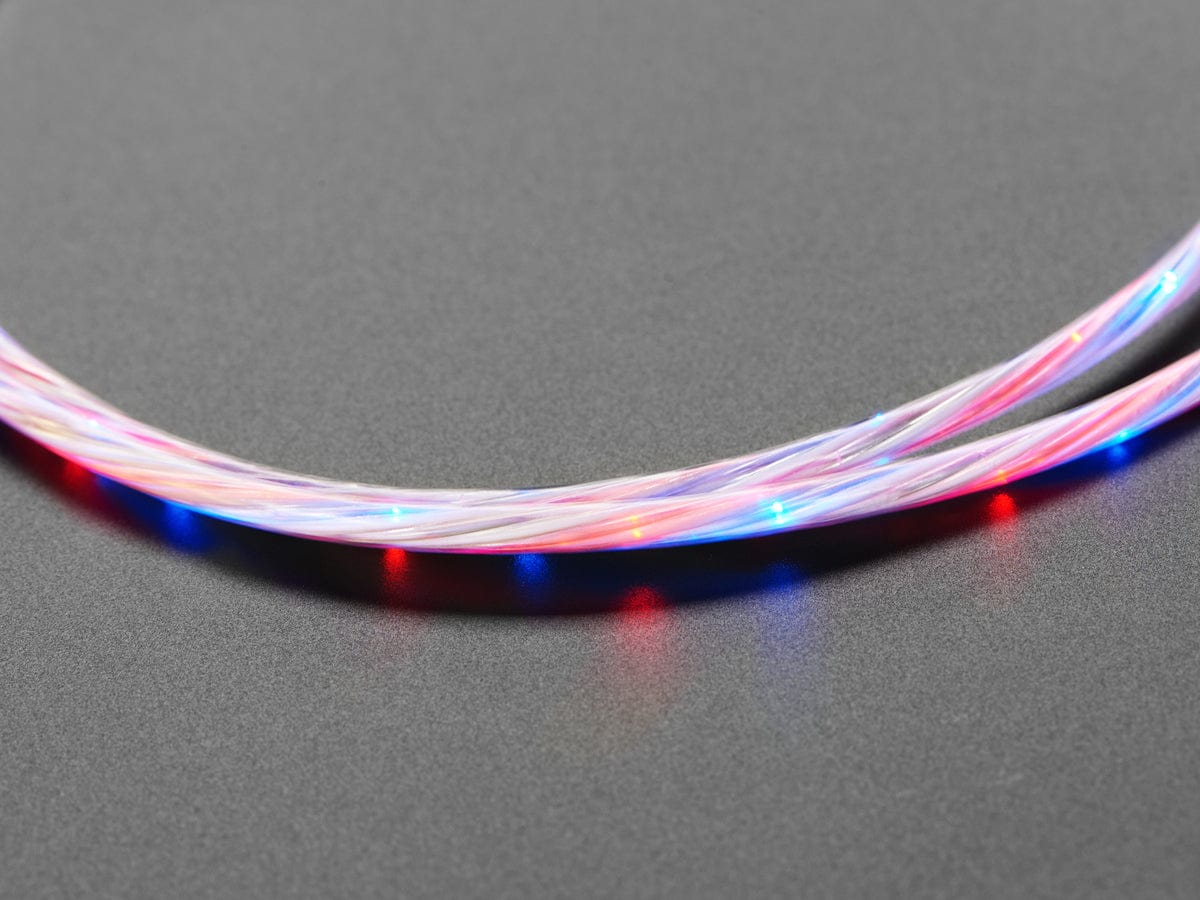 USB micro B Cable with LEDs - Blue and Red - The Pi Hut
