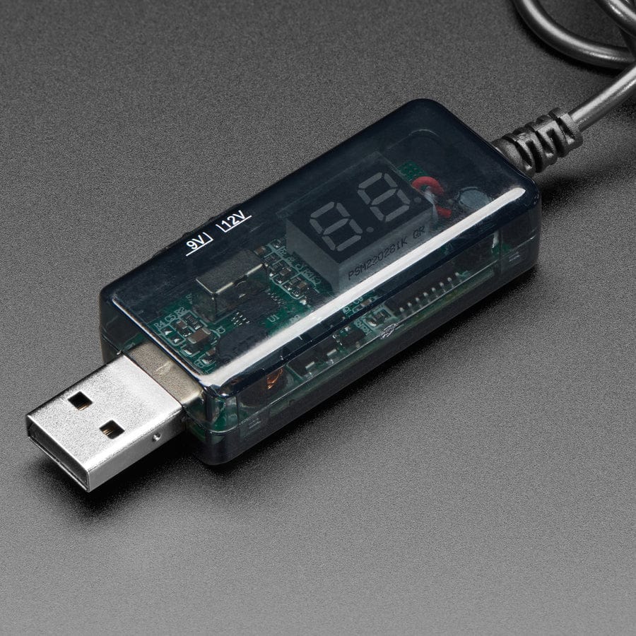USB to 5.5mm/2.1mm DC Booster Cable - 9V or 12V Output - The Pi Hut