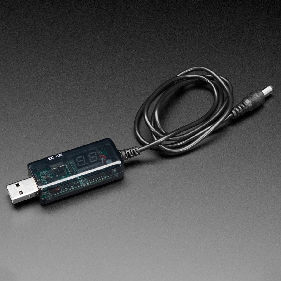 USB to 5.5mm/2.1mm DC Booster Cable - 9V or 12V Output - The Pi Hut