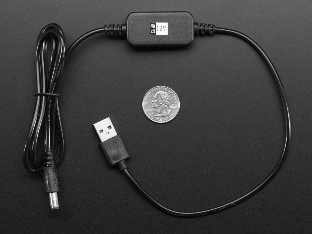 USB to 5.5mm / 2.1mm or 2.5mm DC Booster Cable - 12V Output - The Pi Hut