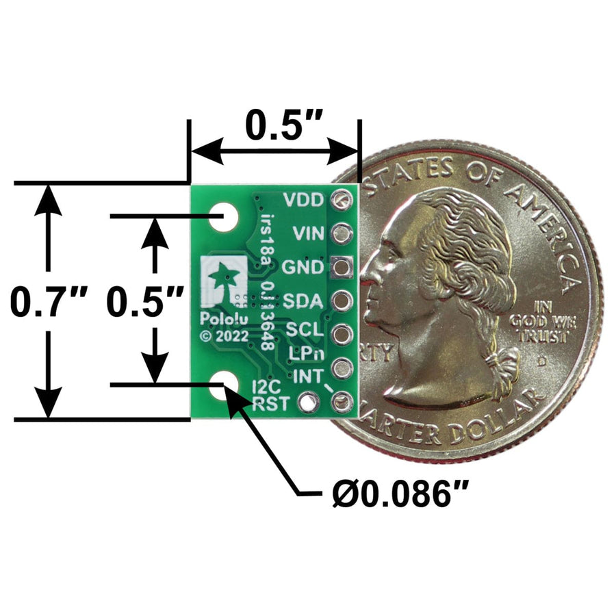 VL53L5CX Time-of-Flight 8×8-Zone Distance Sensor Carrier with Voltage ...