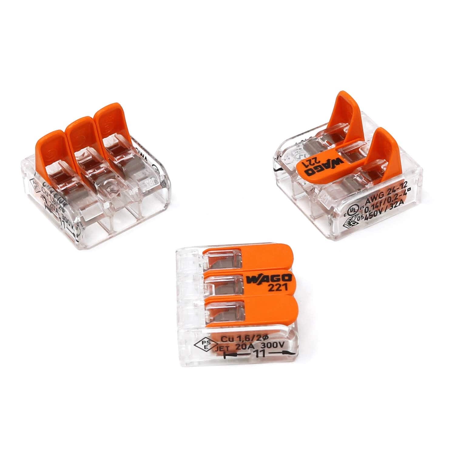 Wago 3-Way Block Connector (12-24 AWG) - Pack of 3 - The Pi Hut