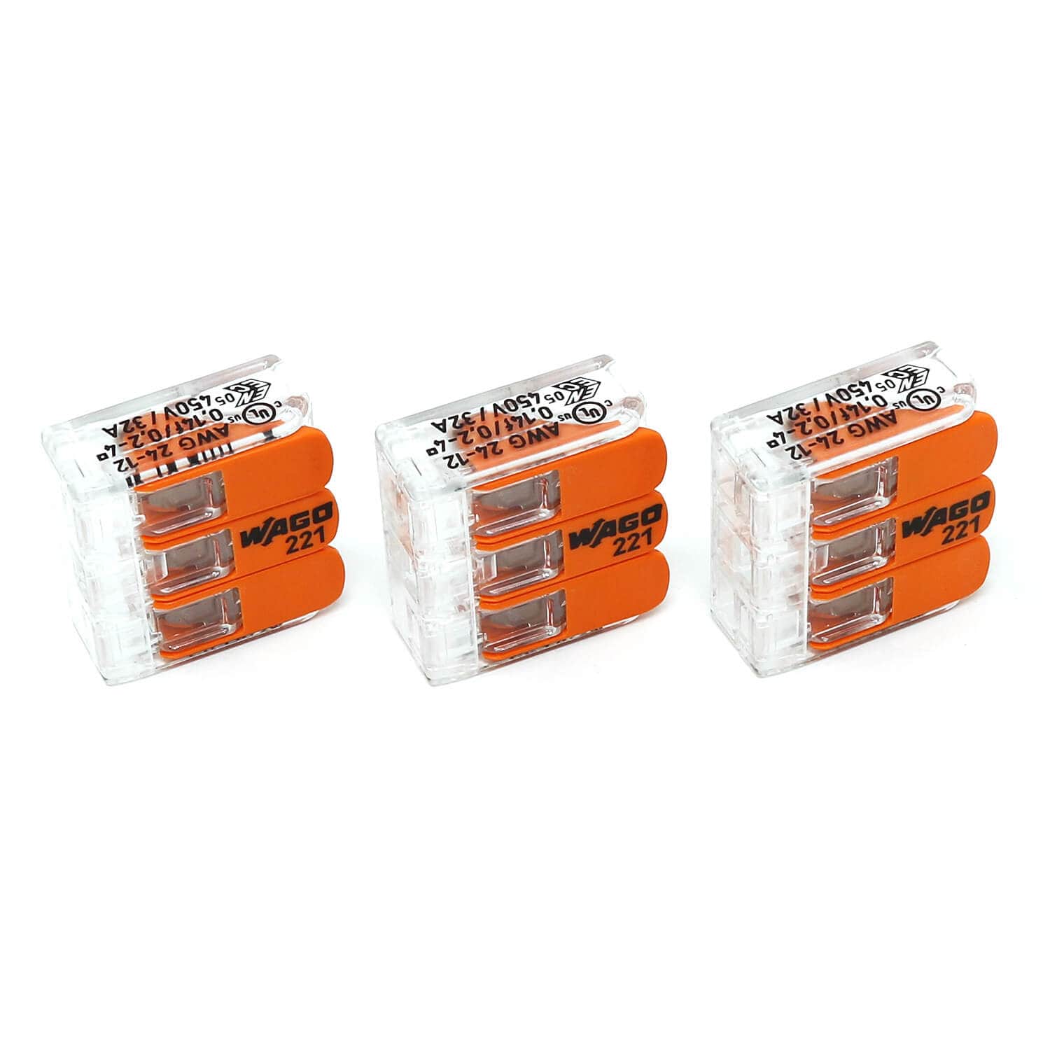 Wago 3-Way Block Connector (12-24 AWG) - Pack of 3 - The Pi Hut