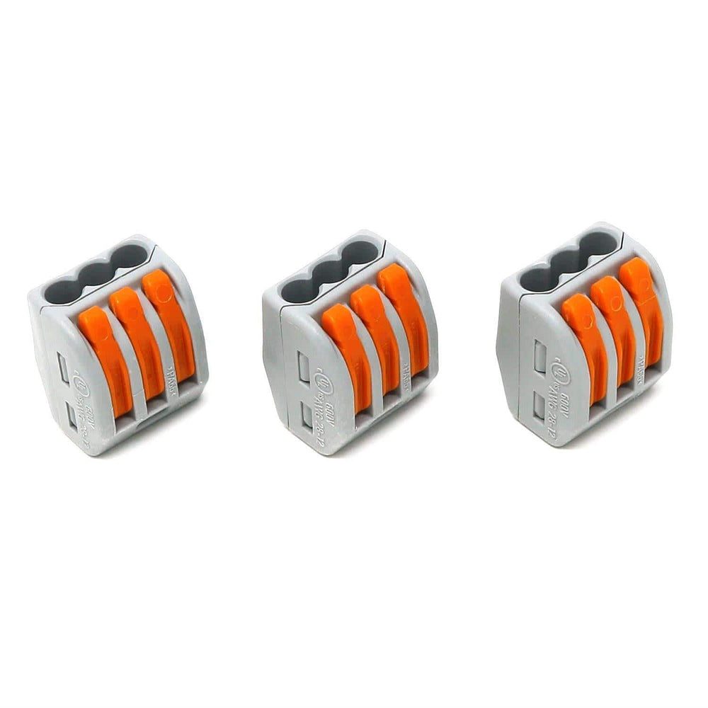 Wago 3-Way Lever Connector (12-28 AWG) - Pack of 3 - The Pi Hut