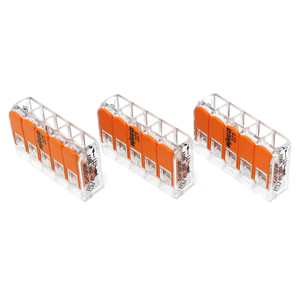 Wago 5-Way Block Connector (12-24 AWG) - Pack of 3 - The Pi Hut