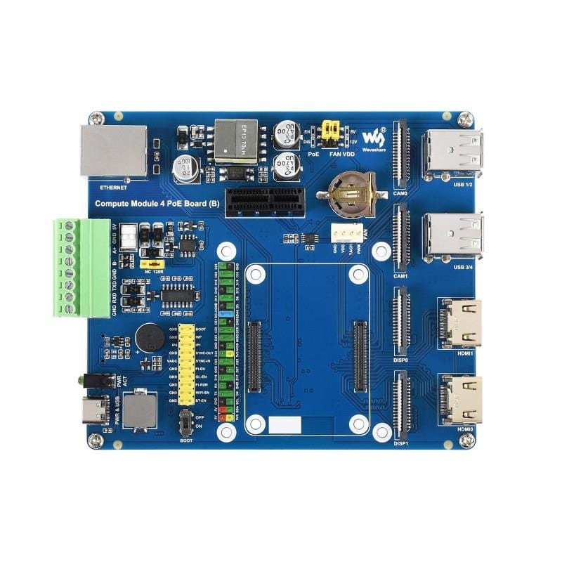 Waveshare Compute Module 4 IO Board With PoE - The Pi Hut