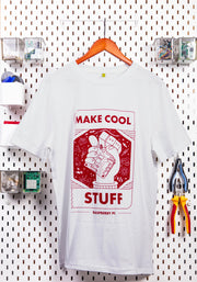 White Raspberry Pi "Make Cool Stuff" T-shirt (Adult Size) - The Pi Hut