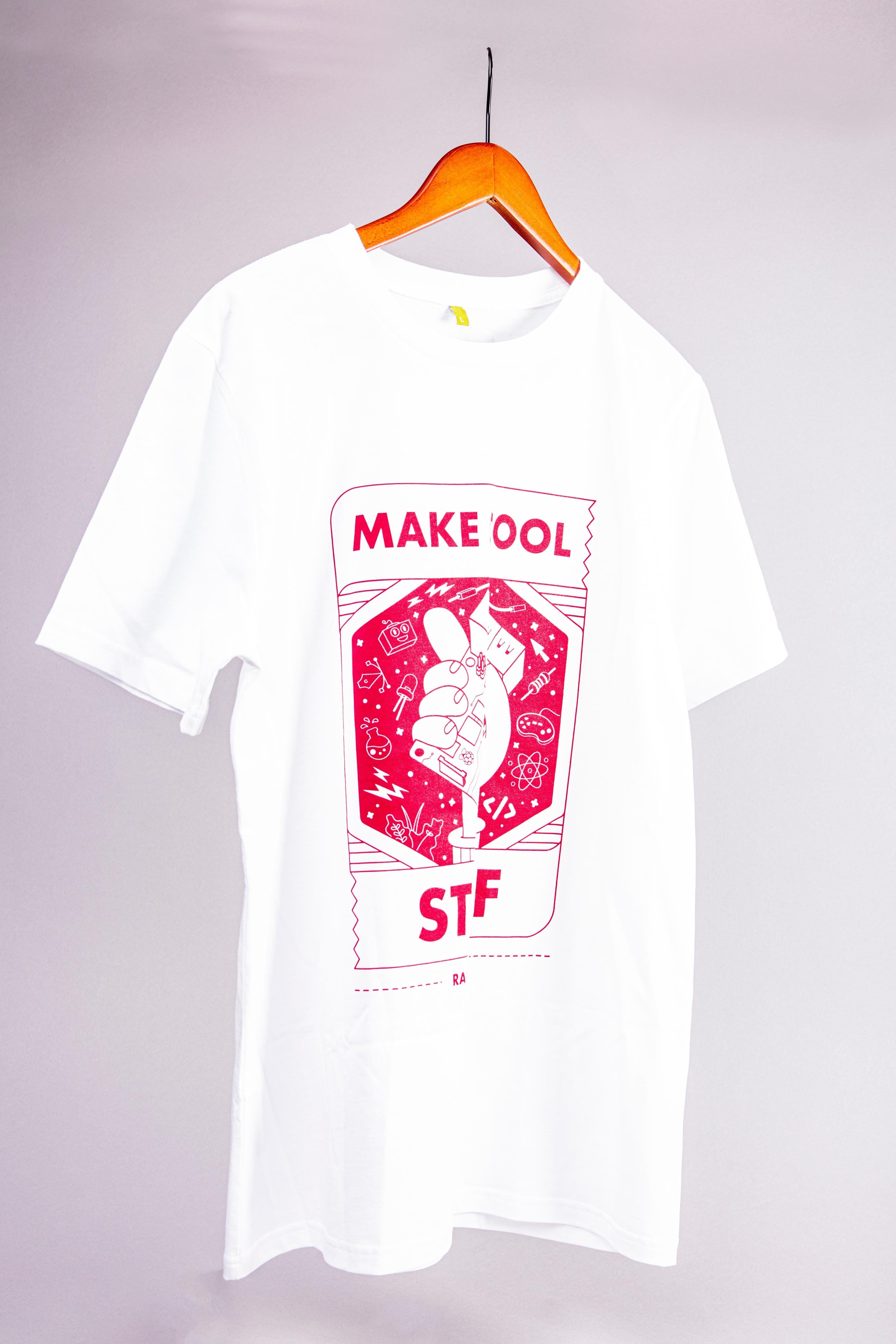 White Raspberry Pi "Make Cool Stuff" T-shirt (Adult Size) - The Pi Hut