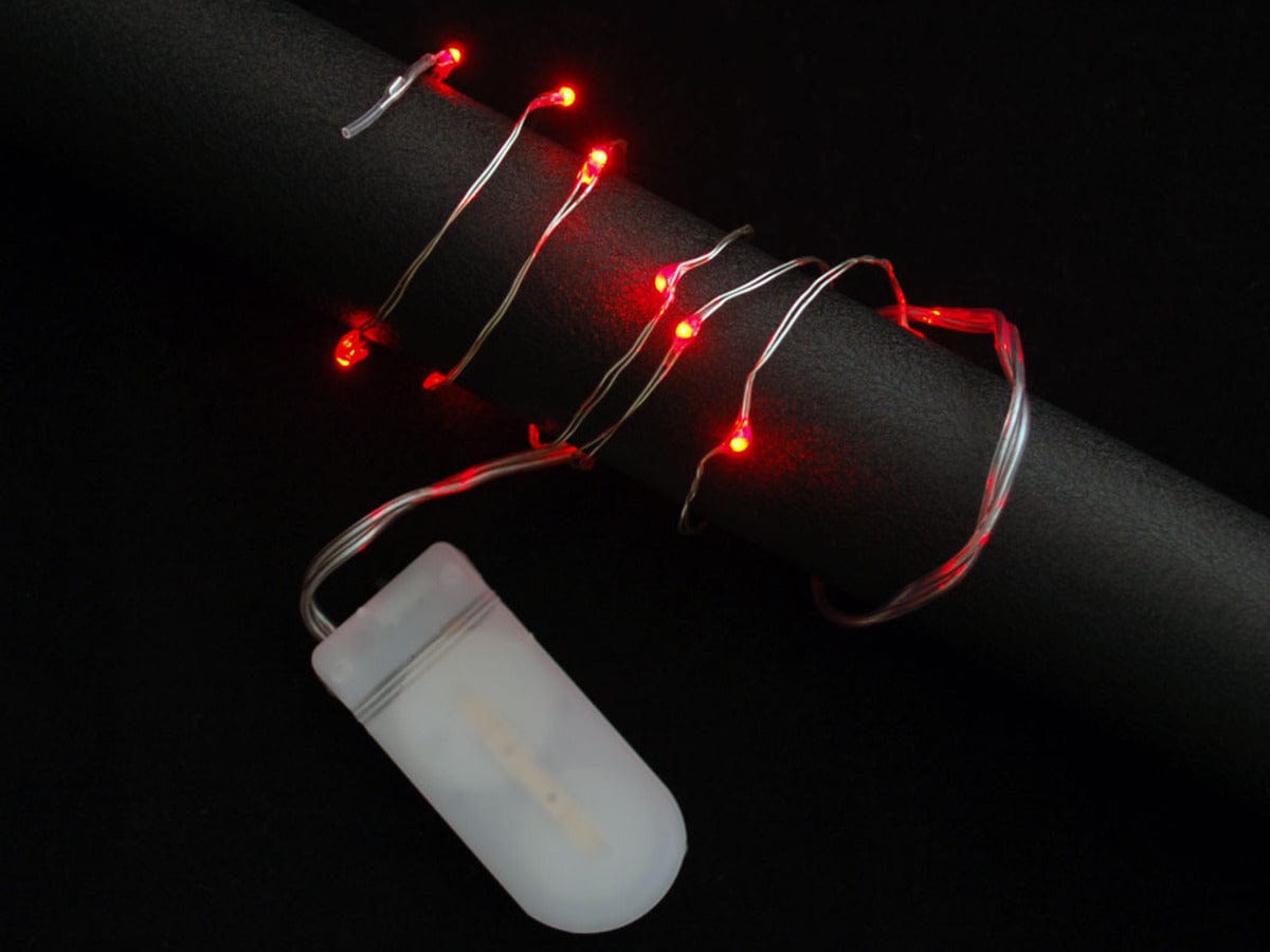 Wire Light LED Strand - 10 Red LEDs + Coin Cell Holder - The Pi Hut