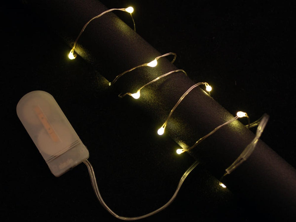 Wire Light LED Strand - 10 Warm White LEDs + Coin Cell Holder - The Pi Hut