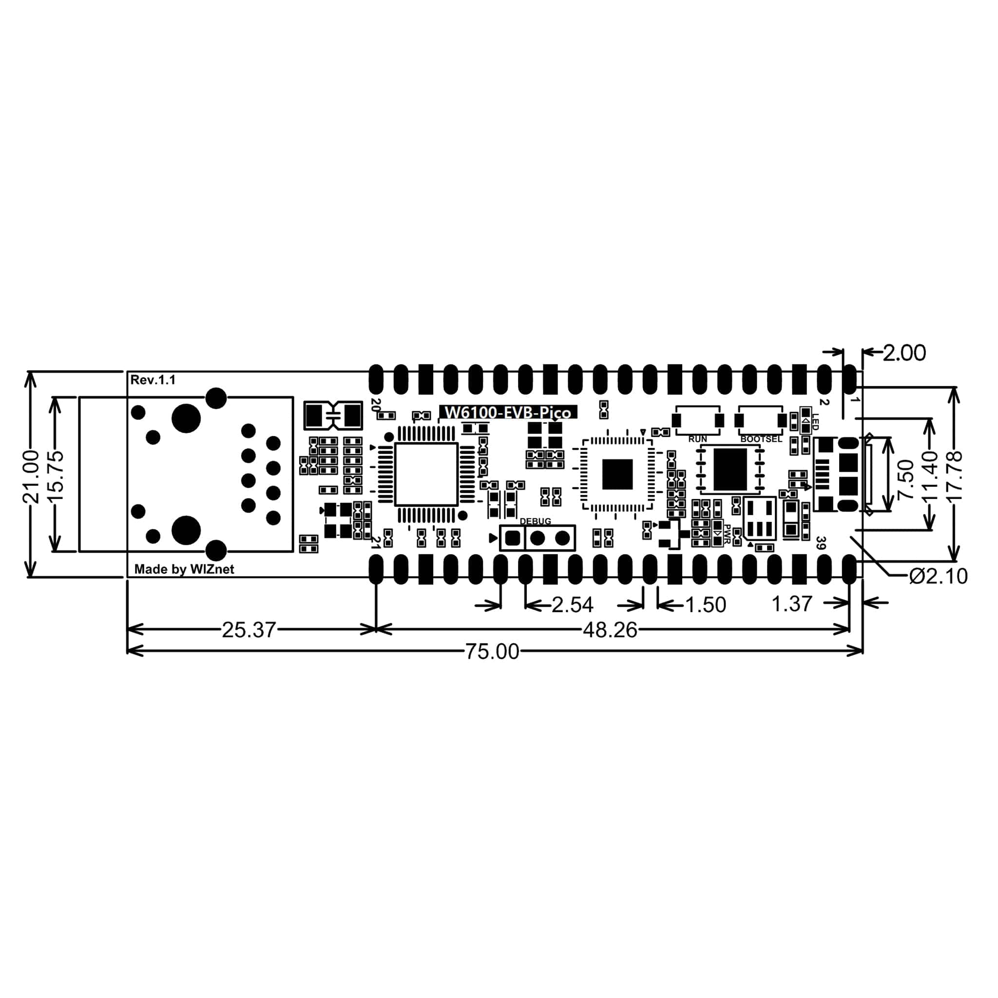 WIZnet W6100-EVB-Pico - RP2040 Board with IPv6 Ethernet - The Pi Hut