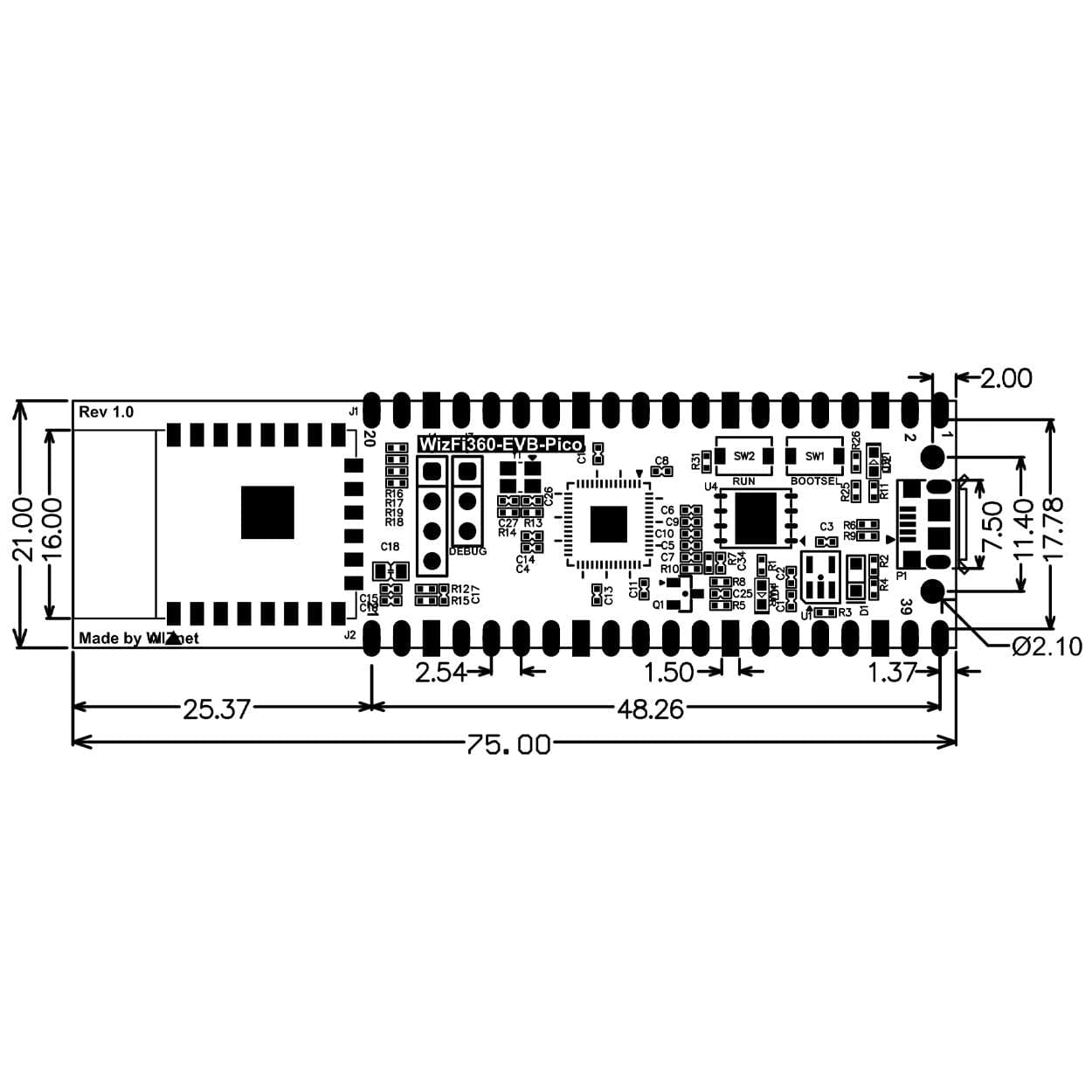 WIZnet WizFi360-EVB-Pico - RP2040 Board with WiFi - The Pi Hut