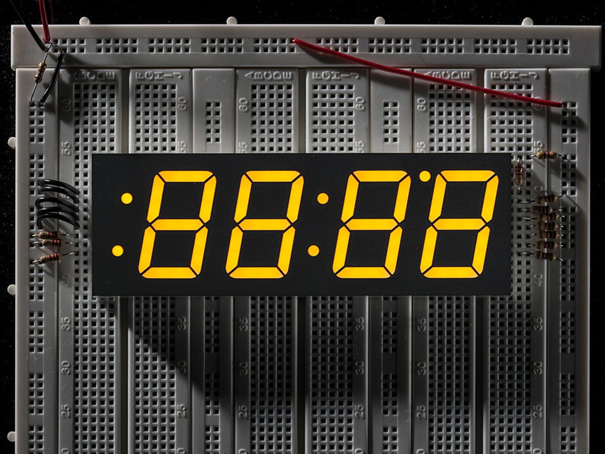 Yellow 7-segment clock display - 1.2" digit height - The Pi Hut