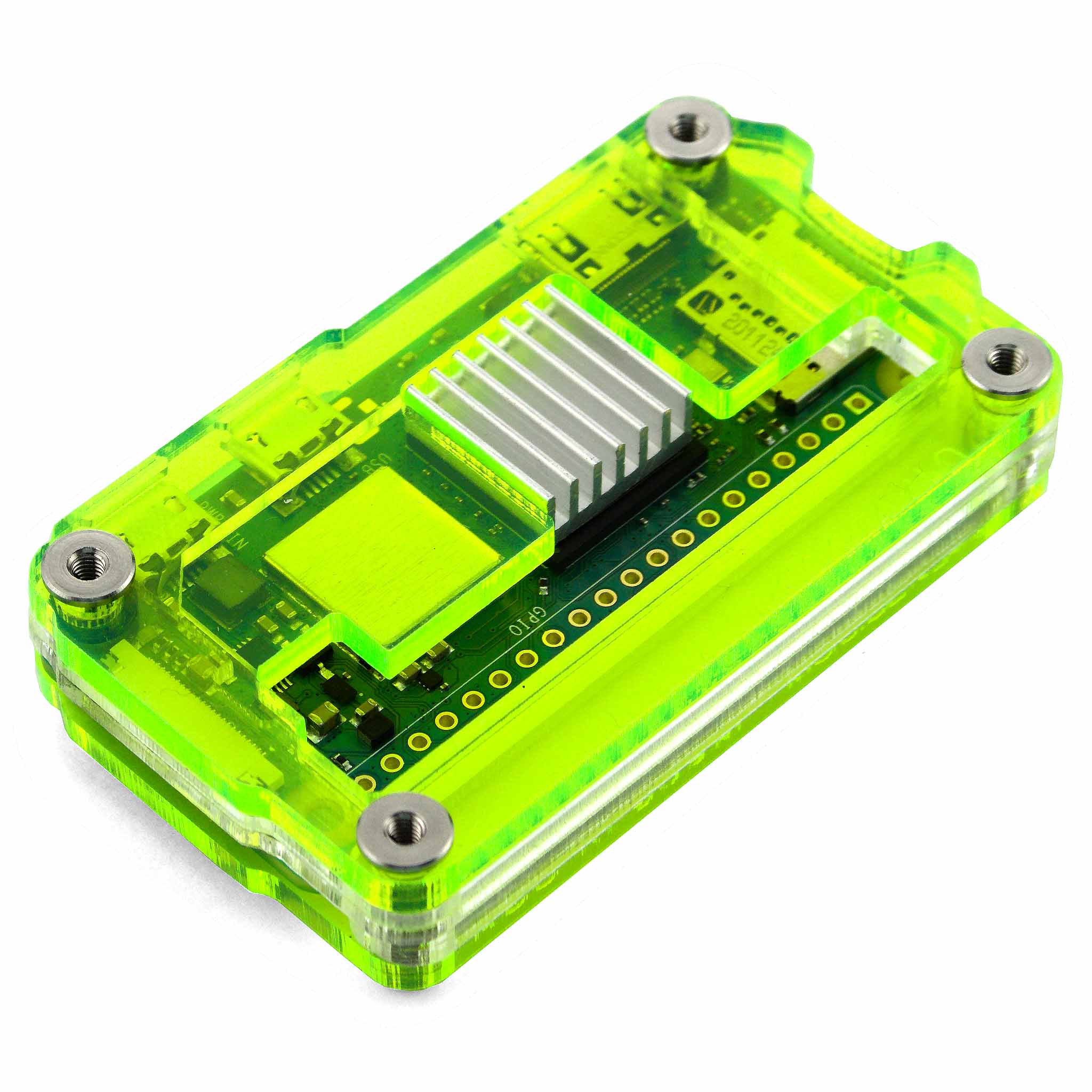 Zebra Zero GPIO Raspberry Pi Zero 2 Case - Lazer Lime - The Pi Hut