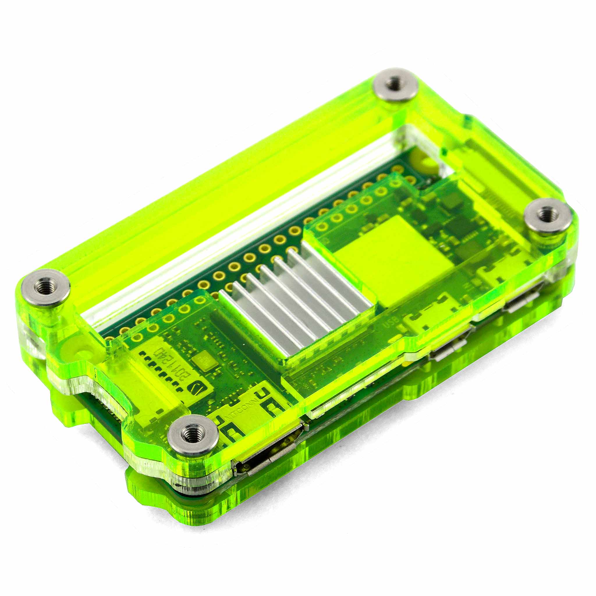 Zebra Zero GPIO Raspberry Pi Zero 2 Case - Lazer Lime - The Pi Hut