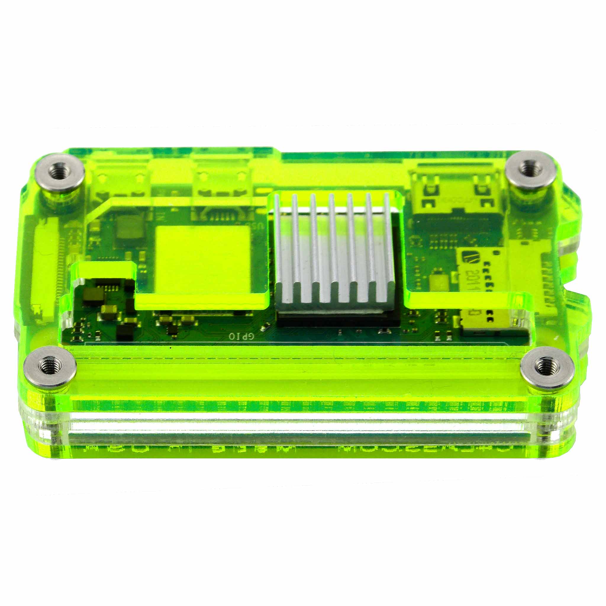 Zebra Zero GPIO Raspberry Pi Zero 2 Case - Lazer Lime - The Pi Hut